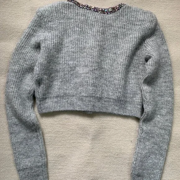 Self-Portrait  Crystal-embellished ribbed-knit cardigan - Picture 7 of 9